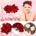 6 Pcs Red Rose Hair Clip Set - Floral Hairpins for Women & Girls | Wedding & Flamenco Dancer Accessories - Buy Online on GoSupps.com