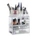 Relaxdays Make Up Organizer with 21 compartments cosmetic tower for lipstick nail polish acrylic make up box transparent