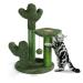 T2Y Cat Scratching Post - Cactus Cat Scratcher Tower with 3 Scratch Post and Dangling Bell Ball, Full Wrapped Premium Natural Sisal Scratching Post for Indoor Cats Medium