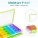 Fullicon Weekly Pill Organizer - 4x Daily 7 Day Travel-Friendly Moisture-Proof Pill Box for Vitamins & Supplements (Clear & Green - Buy Online on GoSupps.com