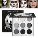 Gray Eyeshadow Palette Black Grey White Silver  Blendable Smokey Eye Eyeshadow Palette Long Lasting Smoky Eyeshadow for Halloween SFX Clown Skull Goth Makeup Palette Look Dark Eye Shadow Pallet- Panda
