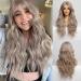 HAIRCUBE Ombre Darkest Brown with Grey Wig 24 Inch - Long Wavy Wig with Bangs for Women - Natural Looking Grey Brown Wig - Buy Online on GoSupps.com
