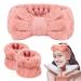 BESARME 3 Pieces Face Wash Headband and Wristband Set  Soft Spa Headband Makeup Skincare Headbands Wrist Towels Wrist Bands for Washing Face (Pink)