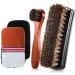 4 Pcs Horsehair Shine Shoes Brush Kit Polish Dauber Applicators Cleaning Leather Shoes Boots Care Brushes Suede Cleaner Brush with Microfiber Shoe Gloves(4 Pcs Style D)
