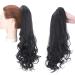 Clip in ponytail braid extension hairpiece hair extension claw on ponytail straight to wavy hairpiece 45cm dark black