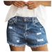 JOOTOO Womens High Waisted Shorts,Women's Plus Size Denim Shorts High Waist Ripped Distressed Stretch Jean Shorts A3-blue X-Large