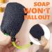 2-Piece MIG4U Exfoliating Soap Bag Set - Bamboo Body Scrubber & Bar Soap Saver Pouch for Shower - Black - Buy Online on GoSupps.com