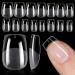 TOMICCA Extra Short Coffin Nail Tips - 360Pcs Half Matte Soft Gel Nail Tips  15 Sizes Natural Acrylic Pre-shaped Nails  Full Cover False Nails for Extension Nail 2-7 Extra Short Coffin Nail Tips