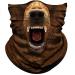 Obacle Animal Bandana Face Mask for Sun Dust Wind Protection Seamless Bandana Rave Face Mask for Men Women Festival Fishing Hunting Motorcycle Riding Workout Outdoor Running Tube Mask Neck Gaiter Bear Open Mouth Brown