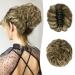BARSDAR Claw Clip Messy Bun Hairpiece Clip in Hair Scrunchies Curly Synthetic Hair Bun Extensions for Women Ponytail Updo Hair Donut Chignon Golden Brown with Dark Blonde Highlights