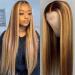 Lemoda Highlight Lace Front Wig Human Hair 13x6 Ombre Wig 180 Density Transparent HD Lace Frontal Wigs Pre Plucked With Baby Hair Straight 4/27 Brazilian Human Hair Wigs for Black Women 20 Inch 20 Inch 13x6 Highlight Wig S…