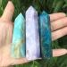 3PCS Natural Gemstones Apatite Minerals Caribbean Ore Raw Original Stones Carved Tower Crystal Point Wand Decoration Stone Mineral Specimen - Buy Online on GoSupps.com
