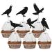 24Pcs Black Crow Cupcake Toppers Glitter Raven Halloween Cupcake Picks for Horror Crow Halloween Theme Birthday Party Cake Decorations Supplies