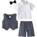 Mint Green Baby Boys Gentleman Suit Set | Shirt, Bowtie, Waistcoat & Shorts | Navy Blue | Size 2-3 Years - Buy Online on GoSupps.com