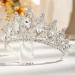 AW BRIDAL Rhinestone Princess Tiara for Wedding - Crystal Flower Crown for Brides - Silver - Buy Online on GoSupps.com