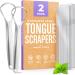 BASIC CONCEPTS Tongue Scraper (2 Pack) Reduce Bad Breath (Travel Cases Included) Stainless Steel Tongue Scrapers for Adults 100% Metal Tongue Cleaners Fresher Breath