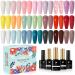 Phoenixy Gel Nail Polishes 24pcs 10ml UV Gel Nail Polish Set Autumn Colours Valentine's Day Halloween Starter Nail Varnish Set Gift Set for Women 24 pcs green blue series