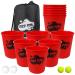 Juegoal Yard Pong, Outdoor Giant Yard Games Pong Game Set with Durable Buckets and Balls, Cup Pong Throwing Game for Beach, Camping, Lawn and Backyard Red