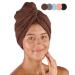 Pamuq hair turban cotton 100% - brown 2 -series set - with 2 buttons - Turban towel button hair -towel head towel button hair turban quick -drying hair towel hair hair dryer brown 2 pieces