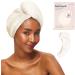 Kitsch Microfiber Hair Towel Wrap for Women – Ultra Absorbent Microfiber Bath Towels for Wet Curly Long or Short Hair - White Ivory