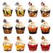 Halloween Cupcake Toppers Wrappers Set - 24 Pieces of Ghoulish Cake Decorations in Pumpkin Bat and Ghost Designs - Creepy Cake Decorating Kit for Halloween Party Supplies Cake Accessories