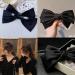 Black Satin Bow Barrette - Handmade Hair Clip for Girls & Women | 90's Summer Decor Accessory | Birthday Gift - Buy Online on GoSupps.com