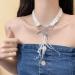 Oralgo Handmade Pearl Necklace with Loop-Tassel Tag | Stylish Feather Choker & Accessory - International Shipping - Buy Online on GoSupps.com