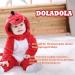 Doladola Unisex Kid's Costume Outfit - Red Dinosaur Hooded Rompers Jumpsuit 3.5-4.5 Years - Boys Girls Flannel Animal Costume - Buy Online on GoSupps.com