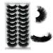 Mink Lashes 20mm - Soft Fluffy Dramatic 3D Strip Lashes | 10 Pairs Thick Volume False Eyelashes for Ultimate Glam - Buy Online on GoSupps.com