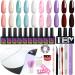 Gel Nail Polish Kit Phoenixy 10 Autumn Colors Gel Nail Polish Set with UV/LED Nail Lamp Starter Kit Glossy Matte Base Top Coat Soak Off Nail Polish Gel Nail Kit Gift for Women 25 PCS SET-4