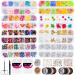Asalle Nail Art Decorations with Gems, 8 Boxes Nails Rhinestones with Dried Flowers for Acrylic Nails Kit, Nail Design Kit with 3 Pcs Nail Art Stickers, Nail Glitter Sequins Multicolor
