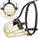 BRONZEDOG Pitbull Dog Muzzle - Adjustable Metal Mask for Large Dogs | Amstaff Wire Basket Muzzle with Leather Straps (Gold) - International Shipping Available - Buy Online on GoSupps.com