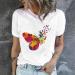 2023 Summer Butterfly Graphic Tees for Women - Plus Size Crewneck T-Shirt in Multicolor Large | Short Sleeve Tops - Buy Online on GoSupps.com