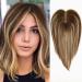 EMMOR Hair Topper For Women 100% Remy Human Hair For Women With Thinning Hair Loss Cover Gray Hair Three Clips on Topper 3.5in 4in Hand-Tied 12 inch Mixed Brown