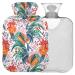 NAANLE hot water bottle with cover ethnic tap transparent hot water bottle hot water bottle for back pain relief from hand feet warmer for neck heat and cold therapy 2 L