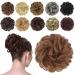 FESHFEN Messy Bun Hair Piece Hair Bun Scrunchies Synthetic Wavy Curly Chignon Ponytail Hair Extensions Thick Updo Hairpieces for Women Girls Kids 1PCS Light Auburn 38 g (Pack of 1) 30# Light Auburn