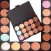 LyDia 15 Nude Colours Cream Concealer/Highlight/Face Contour Camouflage Palette Dull/Redness Skin/Black Circle kit set #1 + LyDia Professional Oval Black Face/Eye/Body Cosmetic Foundation/Concealer/Blush/Blusher/Contour/Bronzer/Powder/Eyeshadow Buffer Mak - Buy Online on GoSupps.com