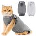 Avont 2 pieces Katzenbody after op recovery suit clothing modal recovery castration spay weaning leak protection suit for cat abdominal wounds or skin diseases-L-gray large dark/light-gray