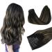 Doores real hair Extensions Seamless Balayage natural black to light blonde 55cm 22 inch 7 pieces 110g remy human clips in hair extension PU clip in extensions just thick hair seamless 55cm -.110g #1b/16/1b balayage natural black to light blonde suture