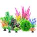 Borlech Aquarium Rock Decorations and Fish Tank Plastic Plants Decor Set 9 Pieces Green Rock Plants
