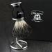 Black Badger Hair Men's Shaving Brush with Black & Metal Handle and Chrome Stand