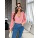 Fayenne Womens Tops Deep V Neck Cross Wrap Sexy Tops Polka Dot Mesh Long Sleeve T Shirt Casual Blouses L Deep Pink - Buy Online on GoSupps.com