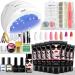 Morovan Poly Gel Nail Kit for Nails with 48W LED Nail Lamp Nail Extension Gel 8 Pcs 0.5oz with Other Basic Poly Gel Nail Art Tools Poly Nail Gel Kit Nail Art Supplies All Seasons