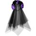 Flower Crown Headband Gothic Bride Veil Halloween Tiara Headband Rose Headdress Women Girls Floral Headwear Hair Hoop with Veil for Halloween Party Costume Accessory Cosplay Festival Fancy Decor Black and Purple - Buy Online on GoSupps.com