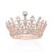 SWEETV Crystal Queen Crown for Women  Full Round Birthday Tiara Cake Topper  Pageant Prom Wedding Tiara Crown for Birde  Rose Gold