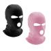 LINSOCLE 2PCS Balaclava - 3 -hole storm mask knitted storm hood multifunctional mask ski cap for motorcycle and bicycle unit size black + pink
