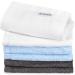 Navaris Bamboo Washcloths (Pack of 6) - 10x10 inch Baby and Adult Washcloth Set - Face and Body Towels for Makeup Removal - Light Blue, White, Gray, Black - Buy Online on GoSupps.com