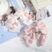 AWAYTR Chiffon Bow Barrettes Hair Clips - 2 Pack Flower Elastic Hair Bows for Wedding Party - White and Pink - Buy Online on GoSupps.com