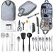 IRONSTEN Camping Cooking Utensils Set Camp Kitchen Equipment Portable Picnic Cookware Kit Bag Campfire Grill Utensil Gear Essentials Gadgets Accessories for RV Car, Tent Campers, Outdoor Picnics BBQ