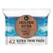 L. Ultra Thin Unscented Pads with Wings Super Absorbency 42 Ct 100% Pure Cotton Chlorine Free Top Layer